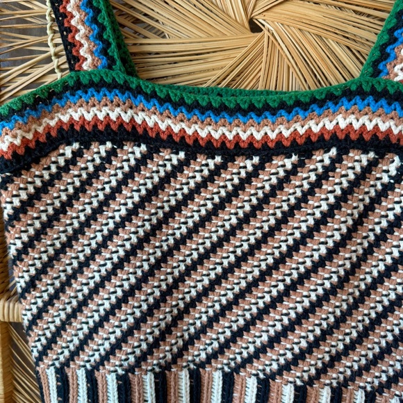 Veronica Beard Livinia Crochet Knit Cotton Sweater Tank Crop Top Multicolor SZ S - Picture 6 of 6